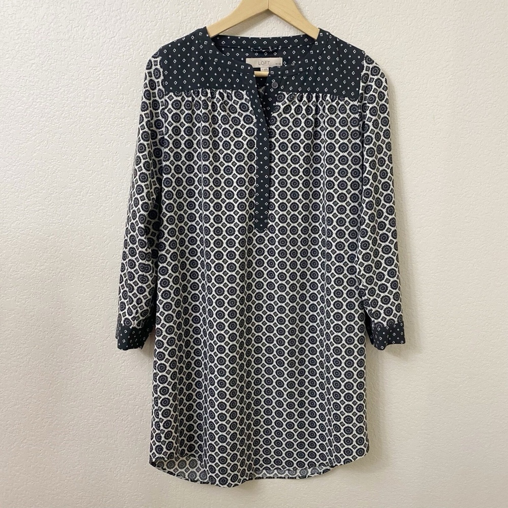 LOFT Shift Dress Size Small Petite Shirt Dress Long Sleeves